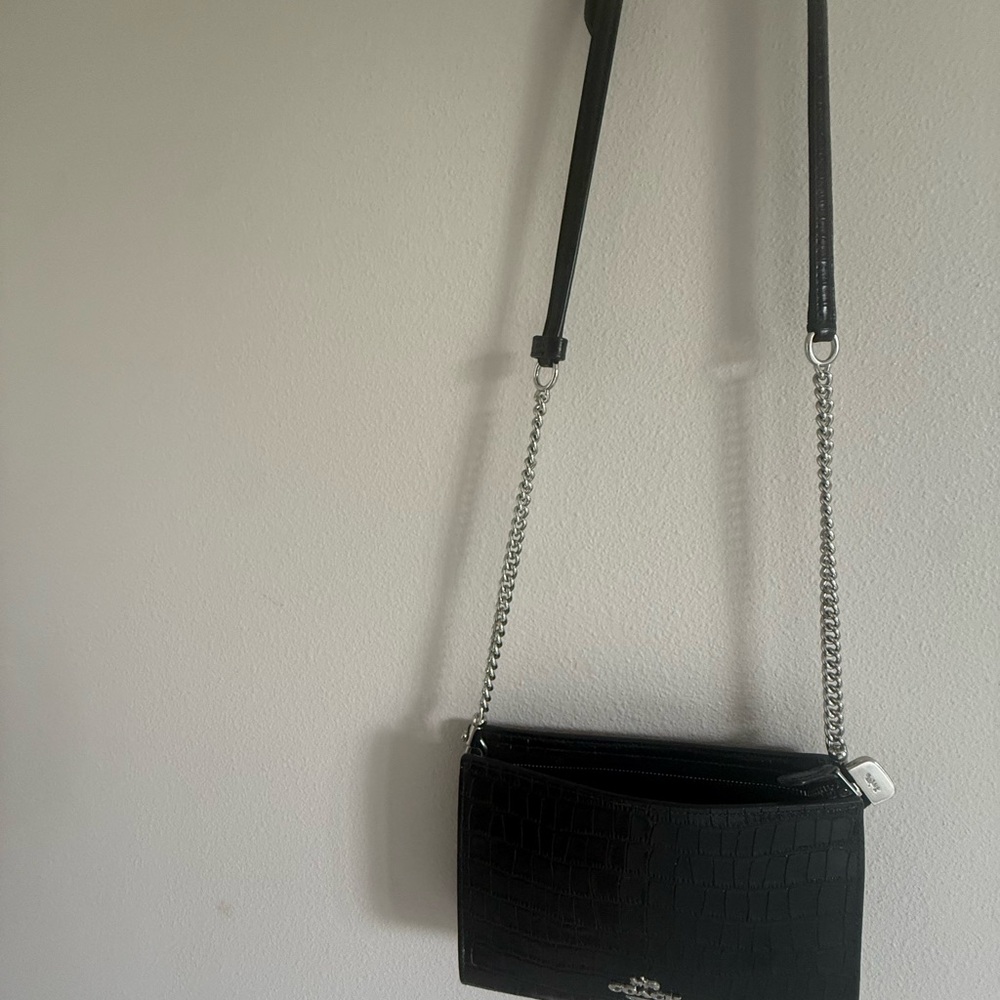 Coach Black Croc-Embossed Crossbody Bag
